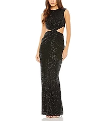 Mac Duggal Sequin Twist Cut Out Open Back Gown
