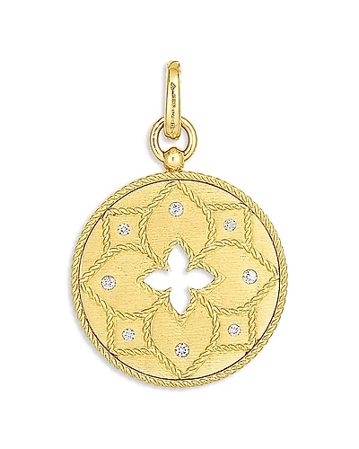 Roberto Coin 18K Yellow Gold Venetian Princess Diamond Flower Disc Pendant