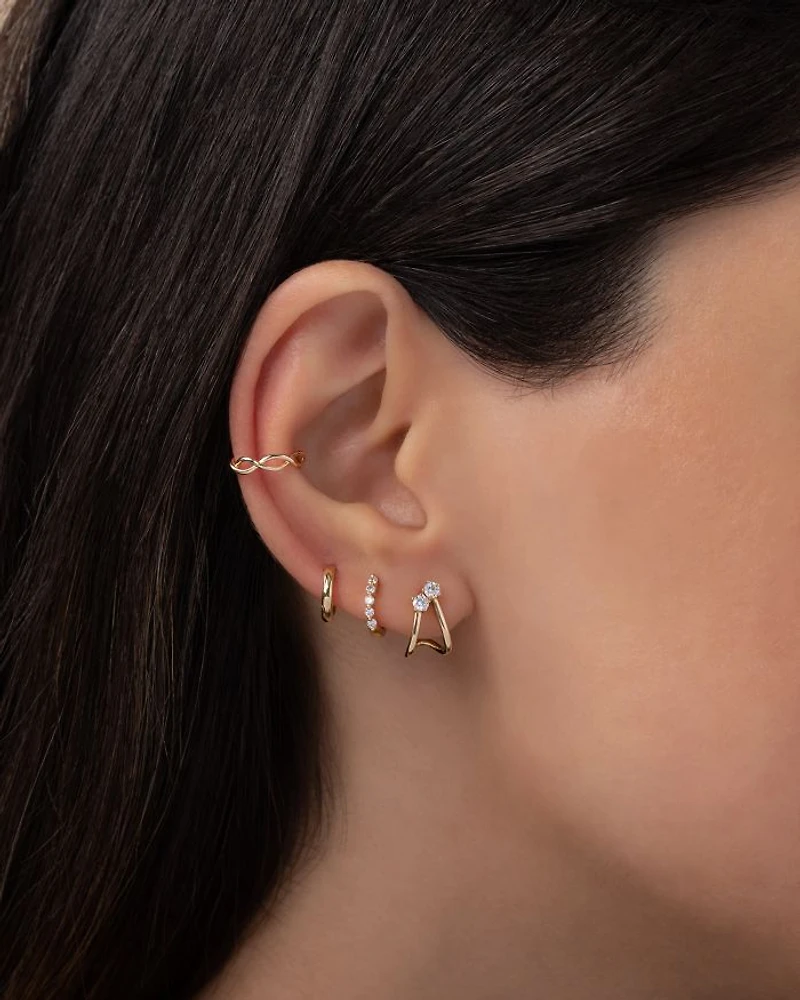 14K Yellow Gold Twist Style Single Ear Cuff