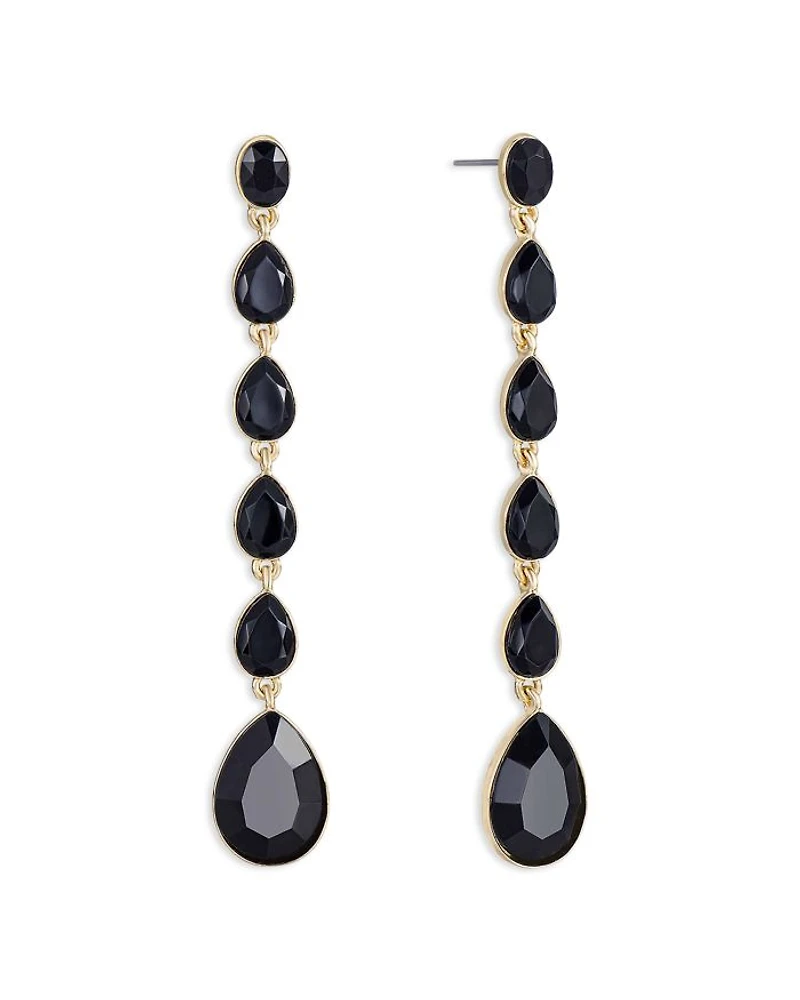 Crystallized Jet Crystal Linear Drop Earrings