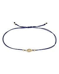 Zoe Chicco 14K Yellow Gold Midi Bitty Diamond Evil Eye Navy Cord Bracelet