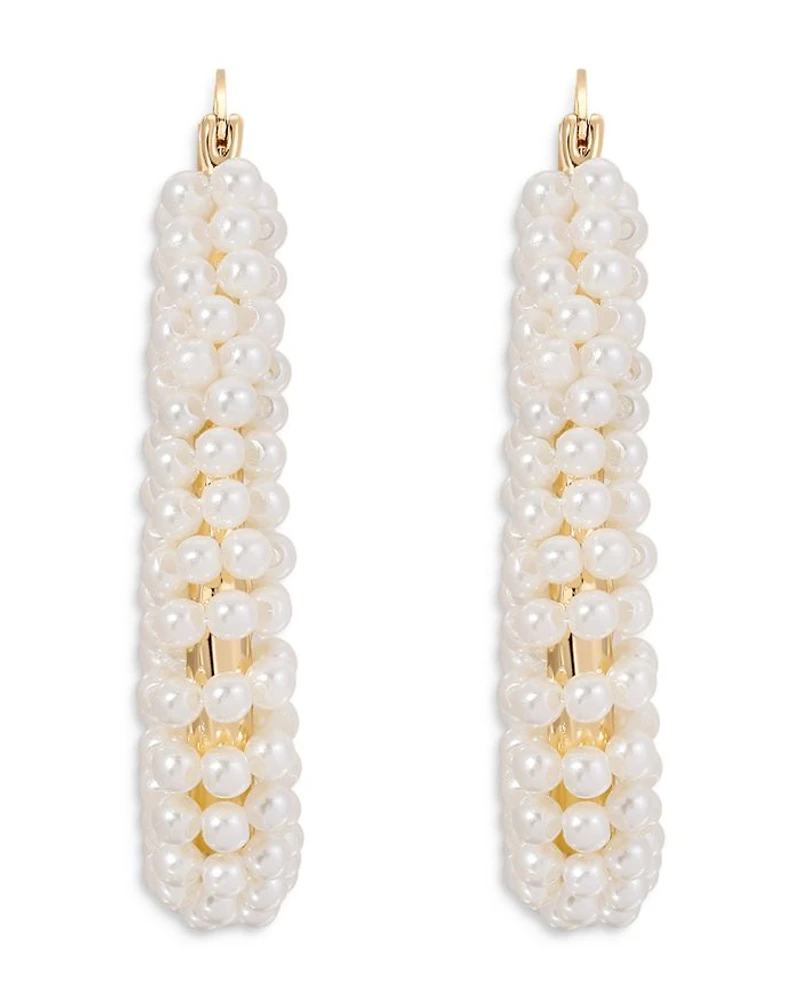 Imitation Pearl Wrapped Hoop Earrings