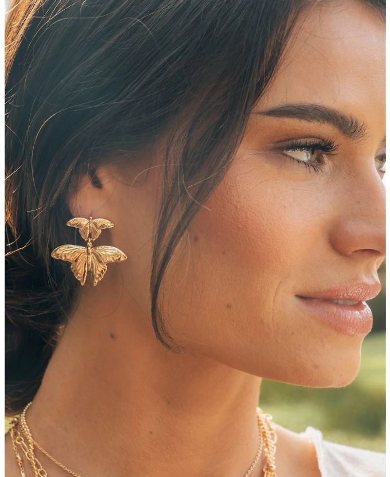 Rowena Butterfly Drop Earrings in 14K Gold Plated