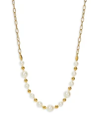 Imitation Pearl Statement Necklace in 18K Gold Plated, 16"-18"