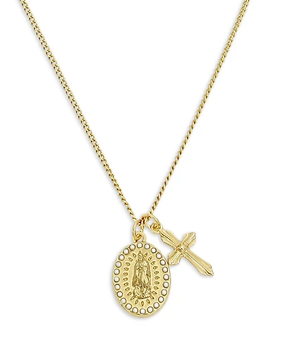 Allsaints Signature Saint & Cross Charm Necklace, 17