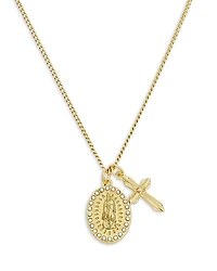 Allsaints Signature Saint & Cross Charm Necklace, 17