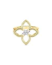 Roberto Coin 18K White & Yellow Gold Cialoma Diamond Open Flower Ring