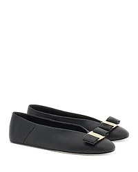 Ferragamo Women's Vanna Leather Hardware Bow Flats