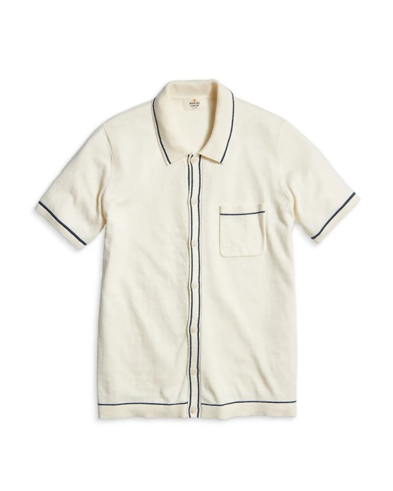 Wyatt Cotton, Nylon, & Merino Wool Tipped Sweater Knit Standard Fit Button Down Shirt