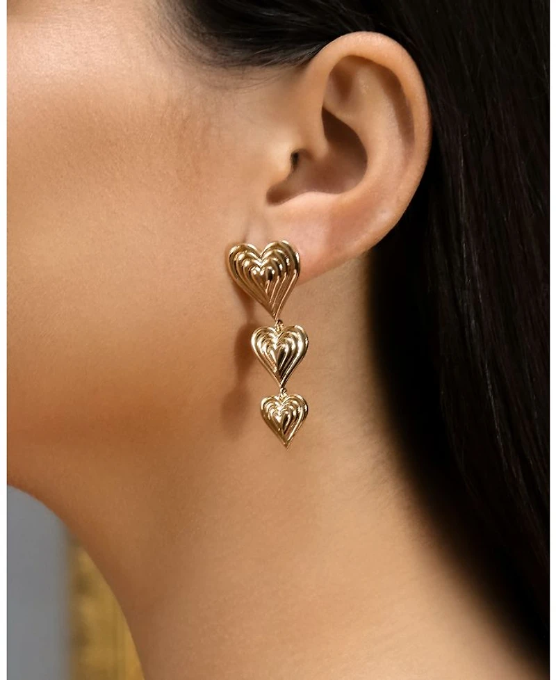 Beating Heart Drop Earrings in 14K Gold Plated