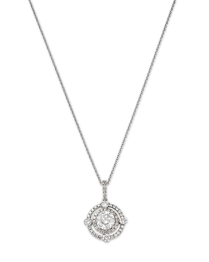 Bloomingdale's Fine Collection Diamond Double Halo Pendant Necklace
