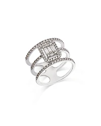 Bloomingdale's Fine Collection Diamond Round & Baguette Triple Row Ring