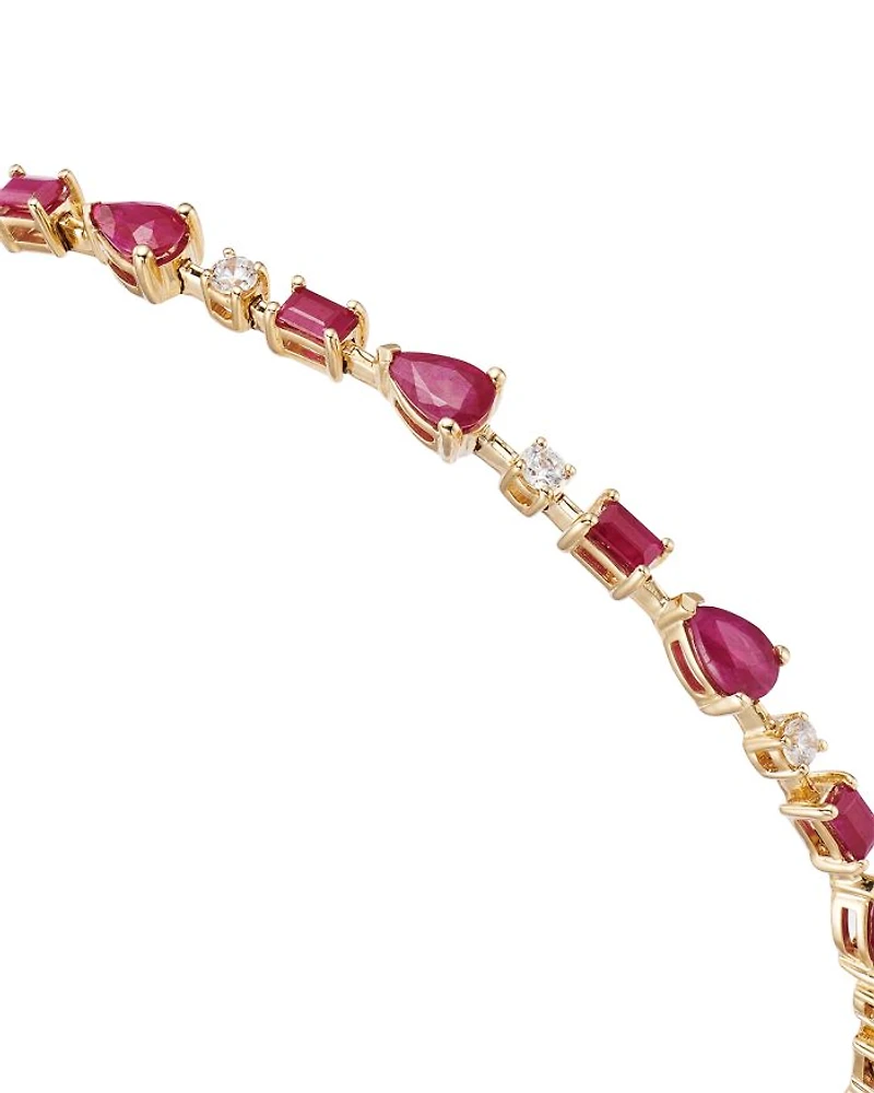 Ruby & Diamond Link Bracelet in 14K Yellow Gold