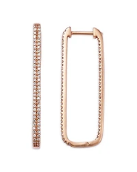 Diamond Pavé Large Rectangular Hoop Earrings in 14K Rose Gold, 1.0 tcw