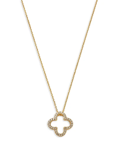 Bloomingdale's Fine Collection Diamond Openwork Clover Pendant Necklace