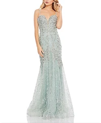 Mac Duggal Embellished Sleeveless Plunge Neck Trumpet Gown