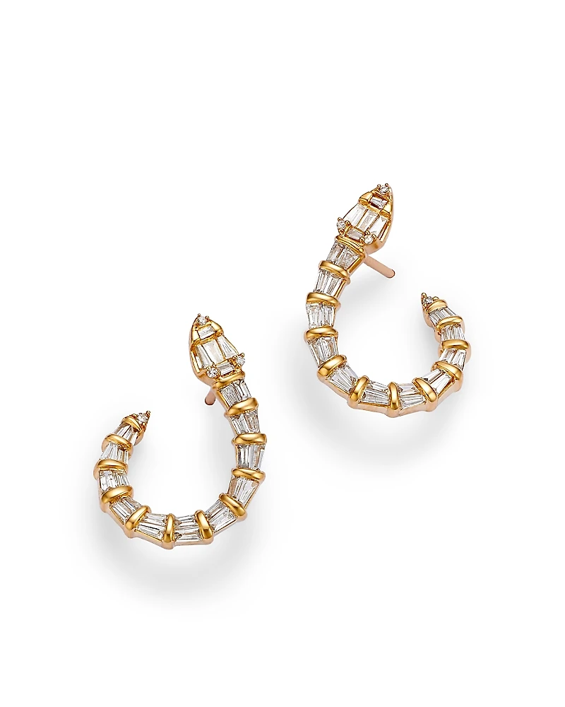 Bloomingdale's Fine Collection Diamond Round & Baguette Serpent Hoop Earrings