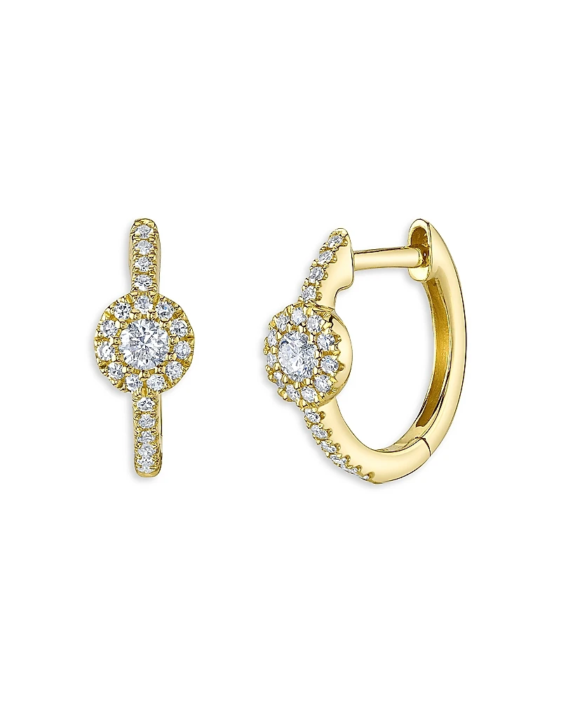 Moon & Meadow 14K Yellow Gold Eden Diamond Halo Small Hoop Earrings