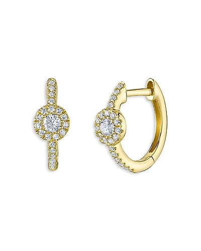 Moon & Meadow 14K Yellow Gold Eden Diamond Halo Small Hoop Earrings