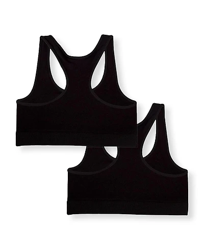 Malibu Sugar Girls' Racer Back Sports Bra, Bundle of Two - Big Kid