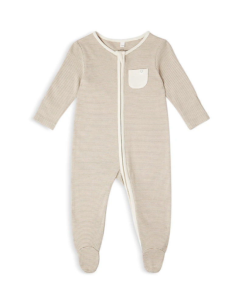 Mori Unisex Striped Clever Zip Footie - Baby