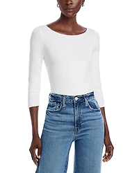 Majestic Filatures Boatneck Three Quarter Sleeve Top