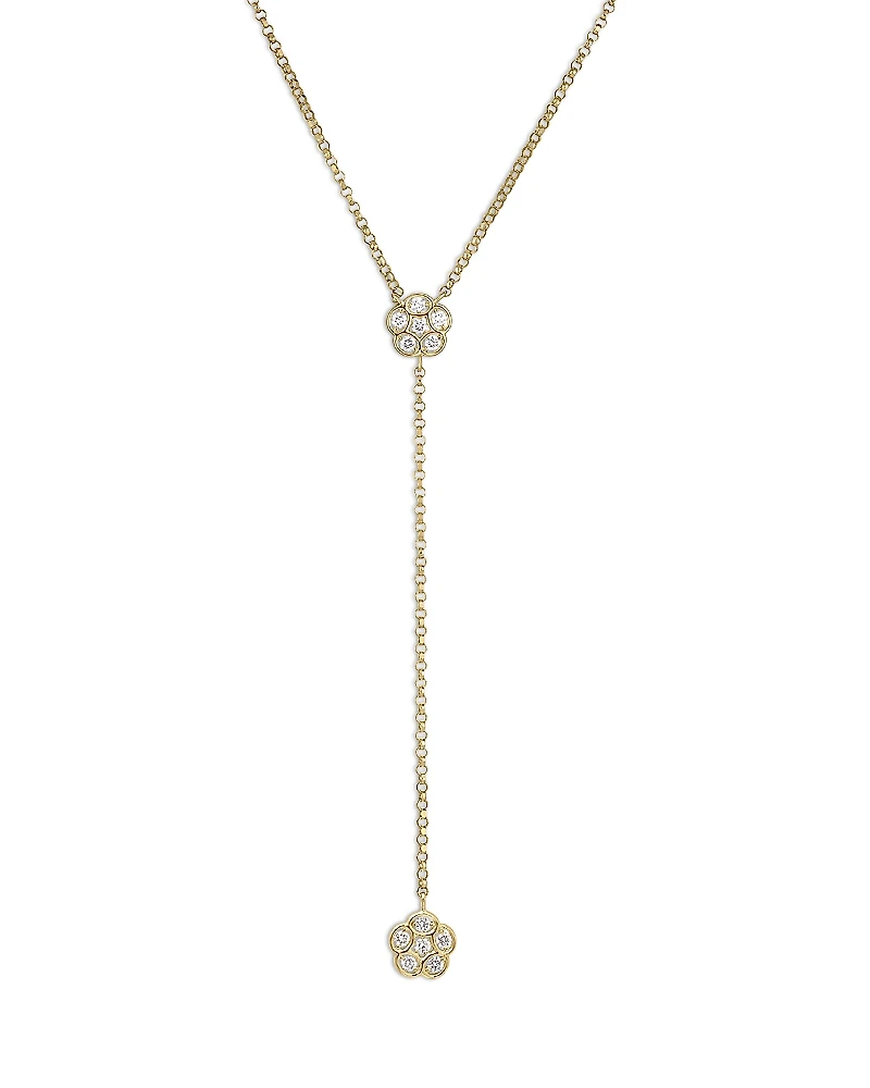 Roberto Coin 18K Yellow Gold Daisy by the Inch Diamond Flower Lariat Necklace, 16-18