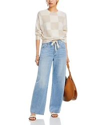 Check Pattern Brushed Cashmere Sweater - Exclusive