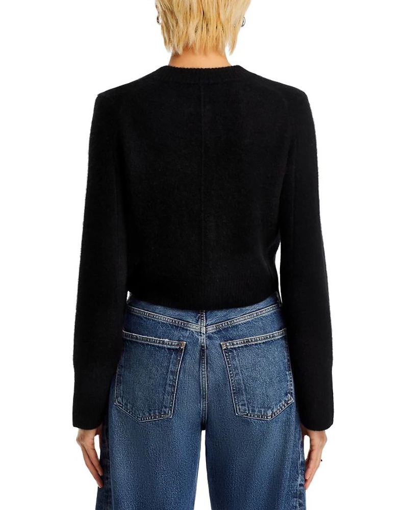 Cropped Wide Sleeve Crewneck Cardigan - Exclusive
