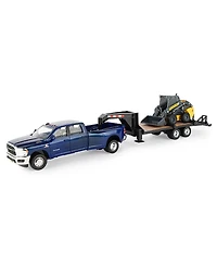 Tomy Unisex 1/32 Ram Dually Quad Cab with Lowboy & New Holland Skid Steer Toy - Ages 2-4