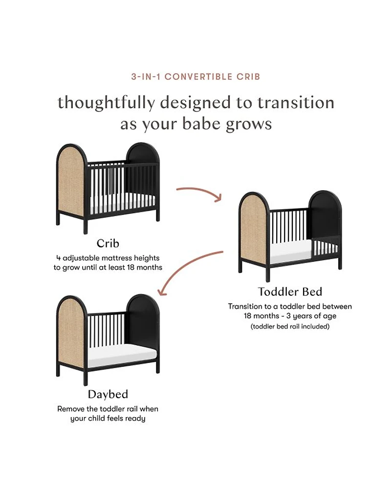 Bondi 3 1 Convertible Crib with Toddler Bed Conversion Kit