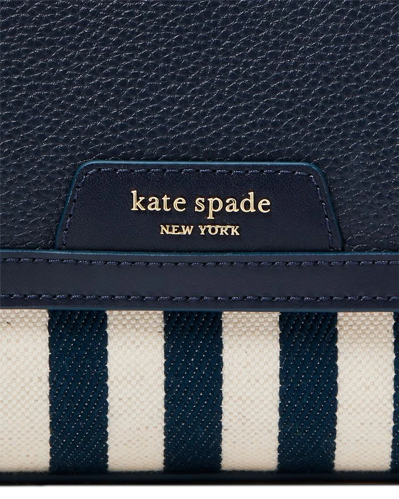 Hudson Striped Canvas Fabric Flap Shoulder Bag
