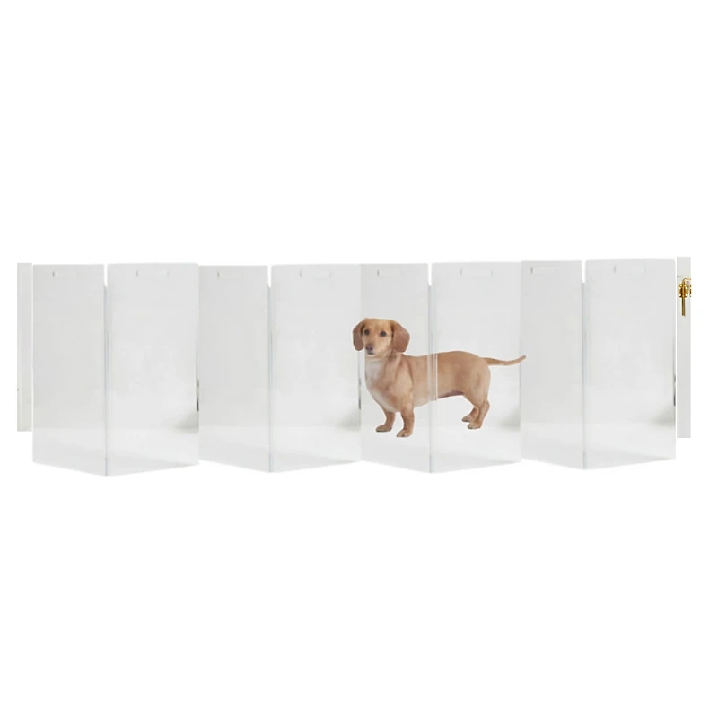 Hiddin Wall Mounted Clear Pet Gate Zig Zag, 8 Panel