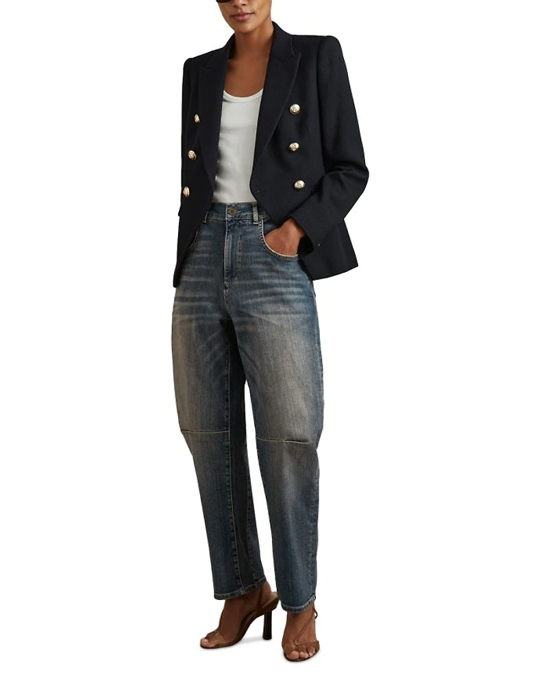Mahni High Rise Barrel Leg Jeans Mid Blue