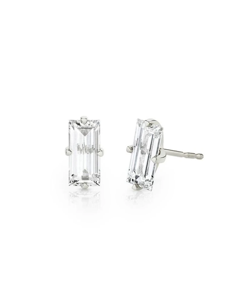 Iconic Lab-Grown Diamond Stud Earrings 14K White Gold, 1.5ctw Baguette Lab Grown Diamonds