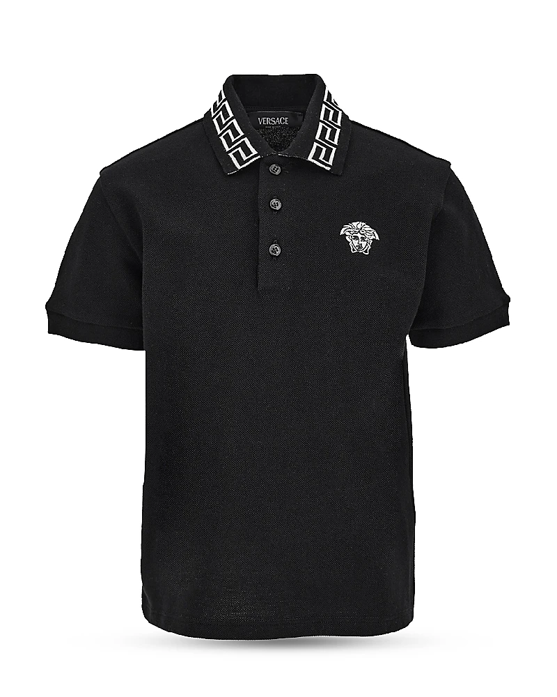 Versace Boys' Medusa Embroidery Piquet Polo