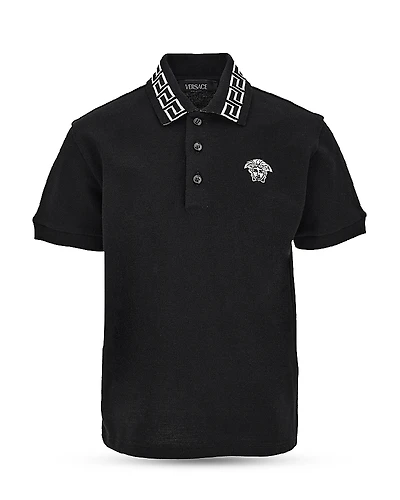 Versace Boys' Medusa Embroidery Piquet Polo