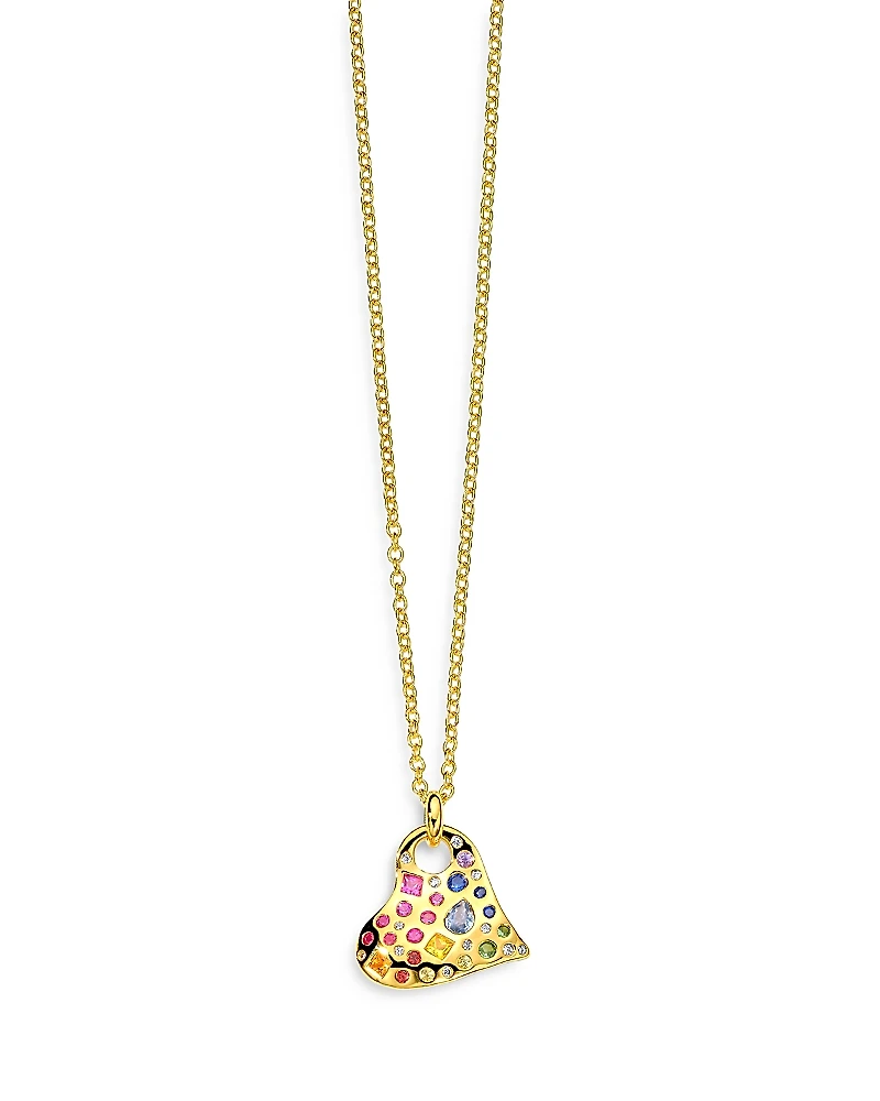 Ippolita 18K Rock Candy Rainbow Sapphire, Tsavorite & Diamond Heart Pendant Necklace, 18-20 - Exclusive