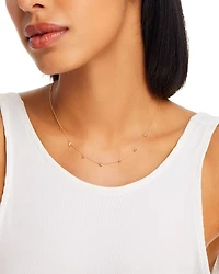 14K Yellow Gold Dangling Station Blue Sapphire & Diamond Necklace, 14"