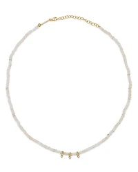 Zoe Chicco 14K Yellow Gold Fire Opal Rondelle Bead Necklace with Diamonds, 0.11 tcw