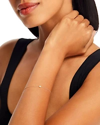 14K Yellow Gold Opal Bezel Fine Link Chain Bracelet