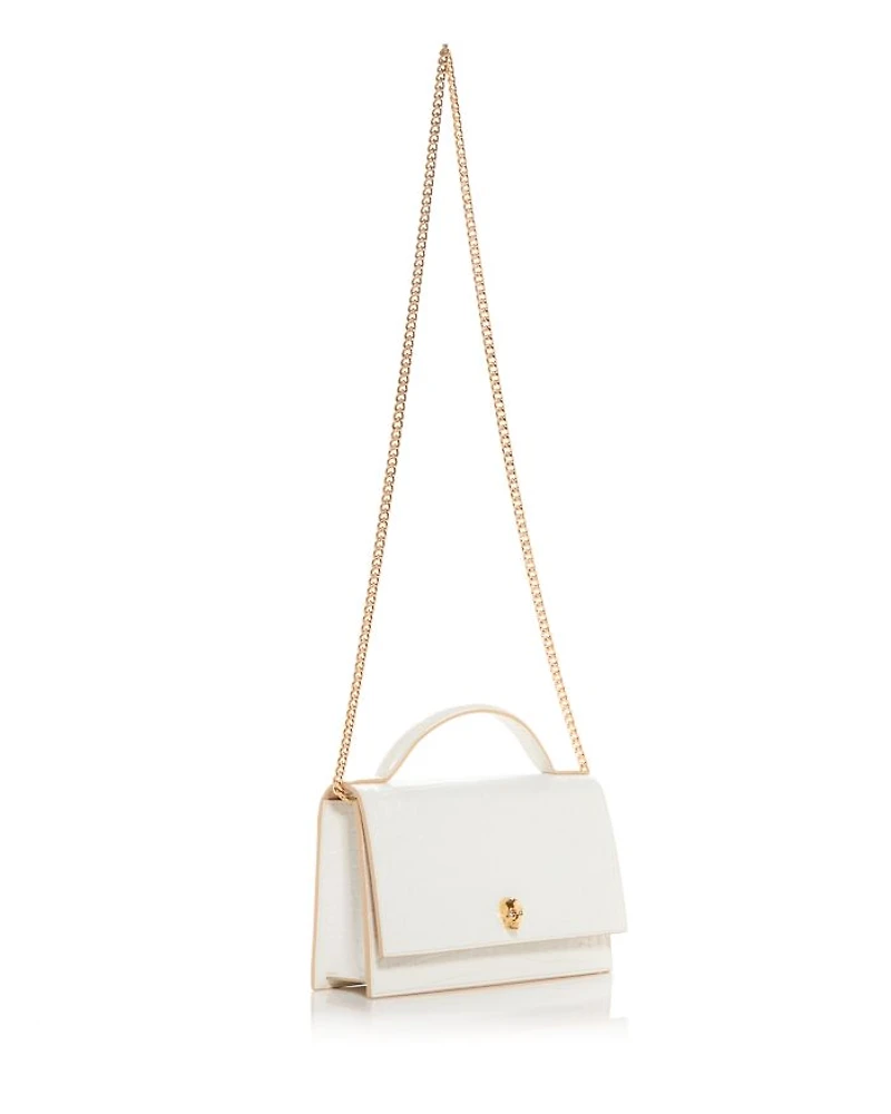 Skull Croc Embossed Leather Shoulder Bag