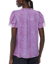 Sketched Cheetah Frill Sleeve Top