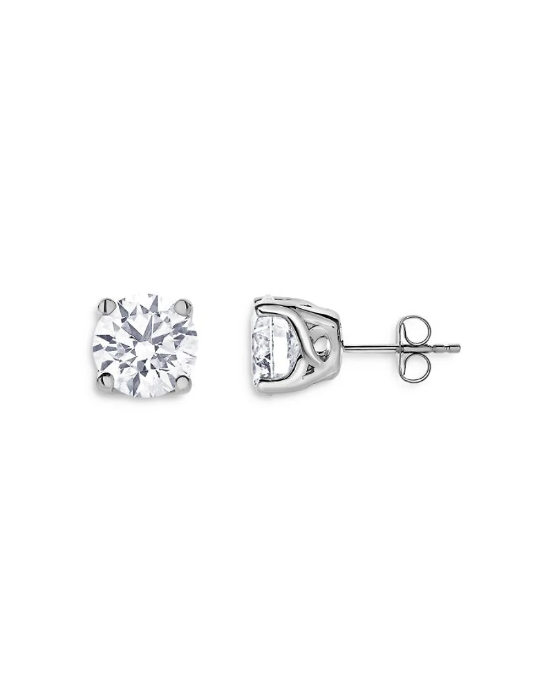 Certified Lab Grown Diamond Stud Earrings 18K White Gold