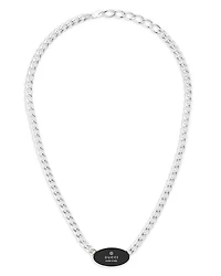 Sterling Silver Trademark Black Enamel Oval Pendant Necklace, 15-17"