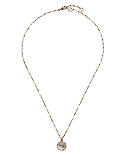 18K Rose Gold Interlocking Mother of Pearl & Diamond Logo Reversible Pendant Necklace, 16"