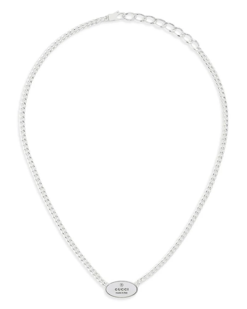 Sterling Silver Trademark Oval Pendant Necklace, 15-17"