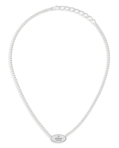 Sterling Silver Trademark Oval Pendant Necklace, 15-17"