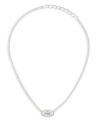 Sterling Silver Trademark Oval Pendant Necklace, 15-17"