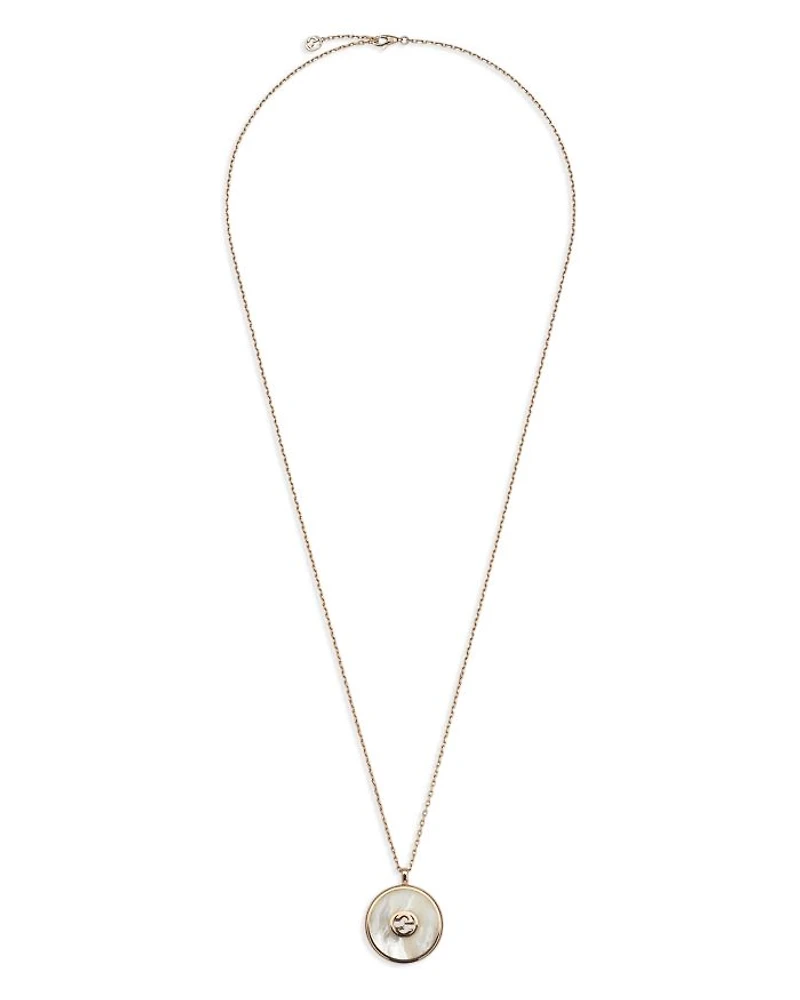 18K Rose Gold-Plated Interlocking Mother of Pearl & Diamond Logo Reversible Pendant Necklace, 27"